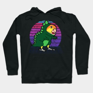 Vaporwave white bellied Caique Dinosaur Hoodie